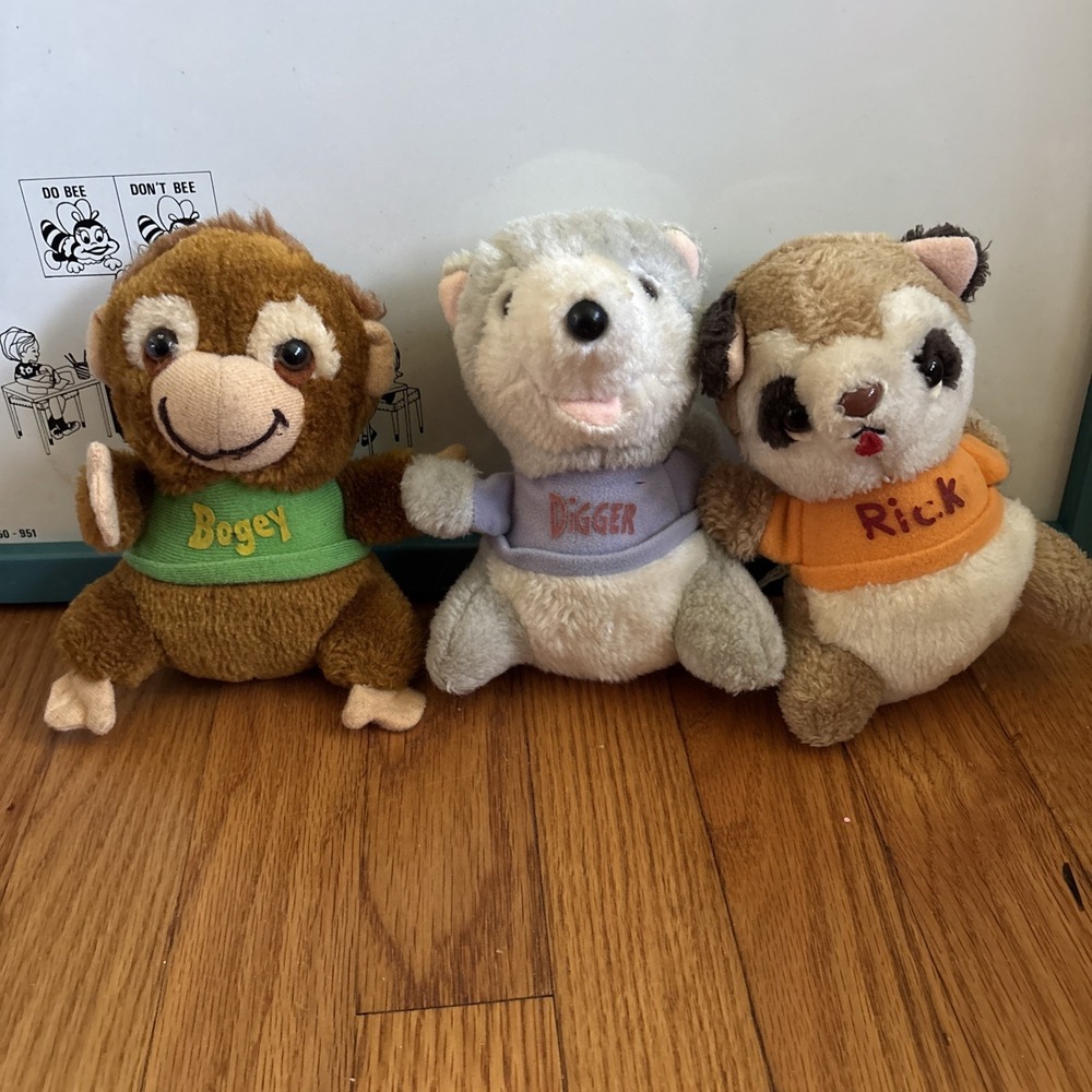 Vintage Shirt Tales Lot of 3 Digger, Bogey TYG Tiger Plush 7" Stuffed Plush
